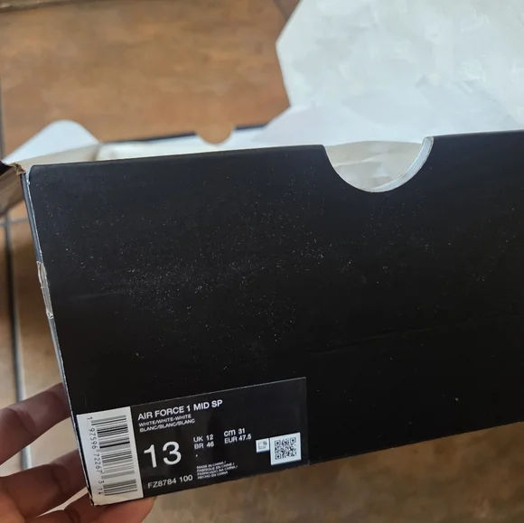 Supreme × Nike Air Force 1 Mid SP White FZ8784 100 Size 13 - Picture 3 of 7